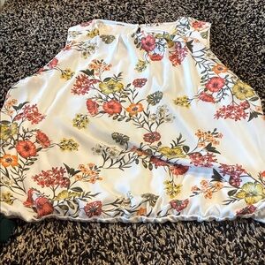 Liz Claiborne Floral Blouse - White, Red, Yellow, Green